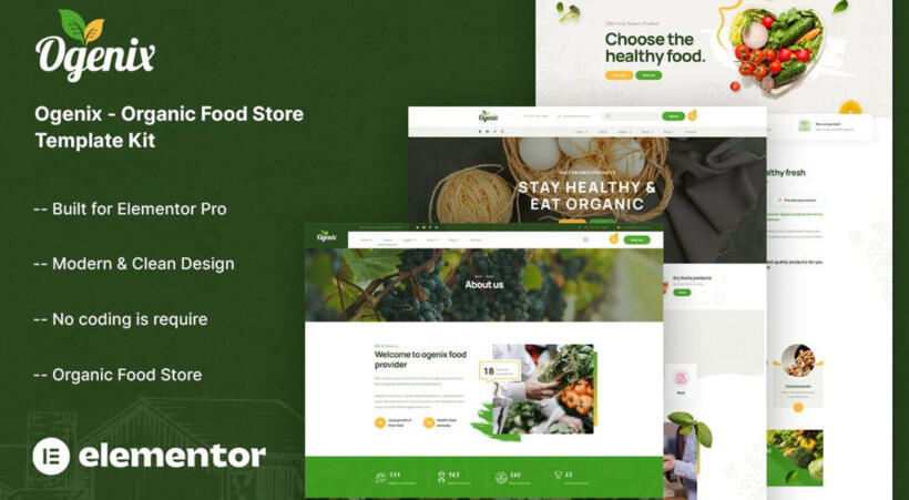 Ogenix - Organic Food Store Elementor Template Kit Nulled