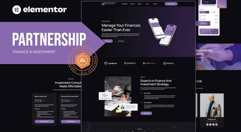 Partnership - Finance & Investment Consultant Elementor Template Kit