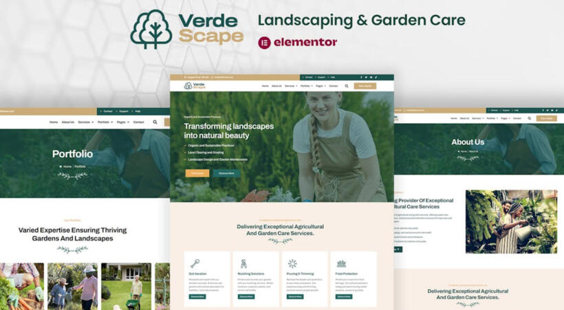 VerdeScape - Landscaping & Garden Care Elementor Pro Template Kit Nulled